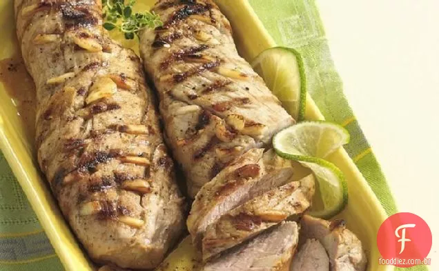 Lombo de porco grelhado com alho e limão