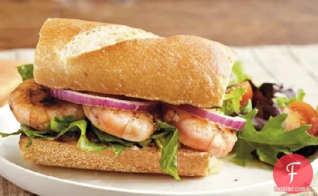Camarão grelhado Po'Boy