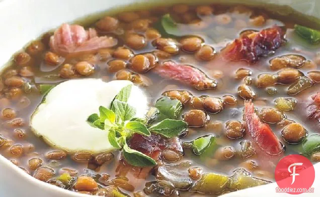 Peru Defumado Com Fogão Lento-Sopa De Lentilha