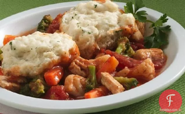 Ensopado de frango saudável com bolinhos (cozinhar para 2)