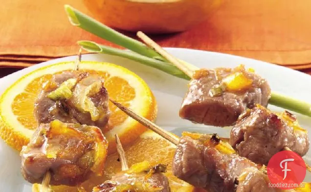 Espetos De Porco Gengibre-Laranja