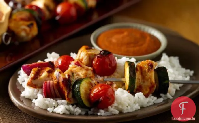 Espetos de frango e vegetais Chipotle