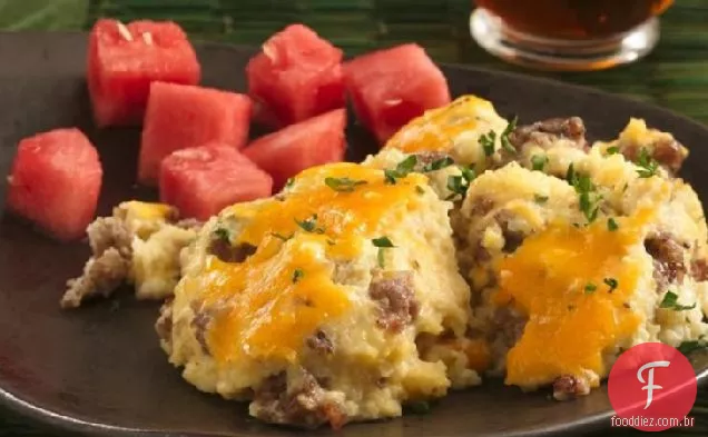 Salsicha e queijo grãos caçarola (Makeover)