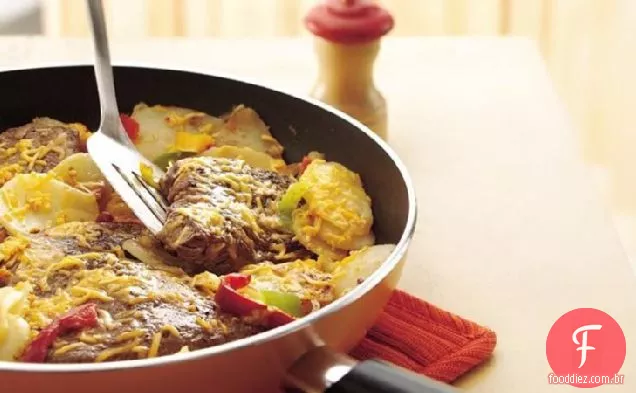 Bife de queijo e Frigideira De Batata