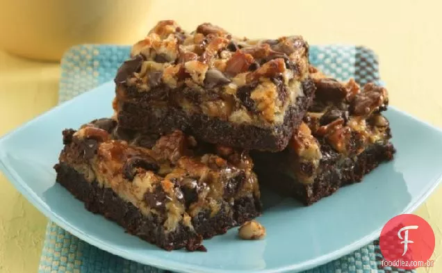 Barras De Brownie De Seis Camadas