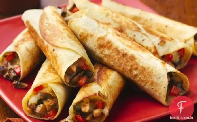 Cogumelos fritos e Flautas de queijo