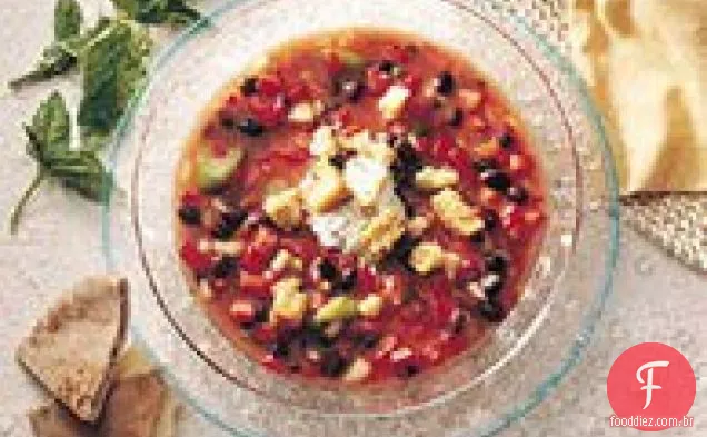 Gaspacho com manjericão Crème Fraîche
