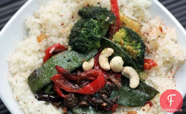 Ervilhas, Pimentões Vermelhos E Arroz Basmati