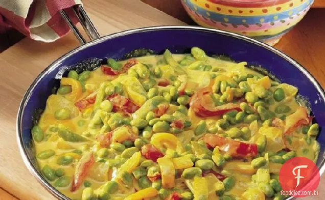 Pimentas secas e Edamame