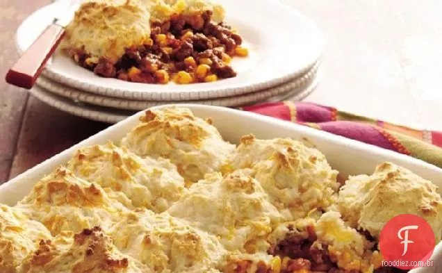 Taco Beef assar com cobertura de biscoito Cheddar