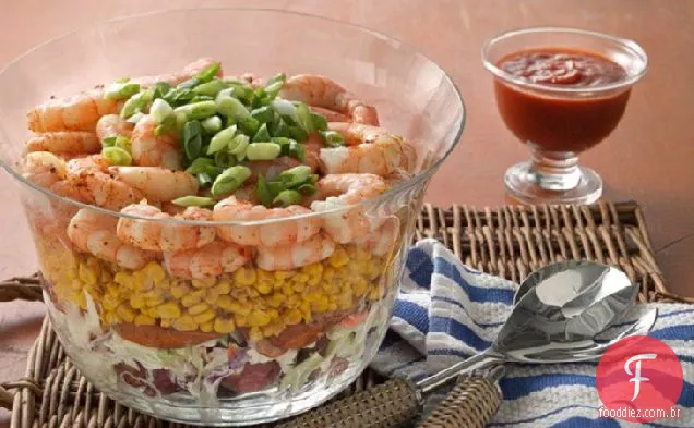 Camarão Em Camadas Ferver Salada