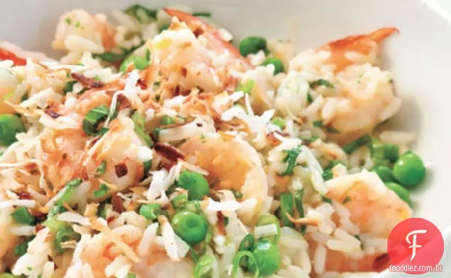 Salada De Camarão, Ervilha E Arroz Com Vinagrete De Chutney De Manga