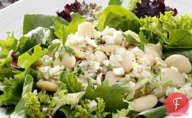Feijão Elegante E Arroz Sobre Verduras