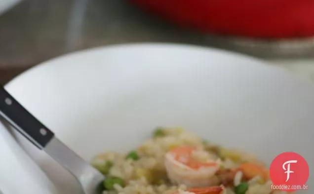 Risoto De Camarão Com Ervilhas E Alho-Poró