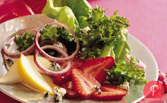 Verdes Sherried com frutas e queijo azul