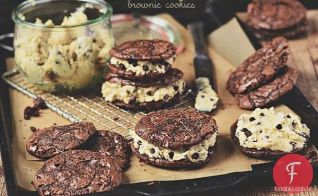 Chocolate Chip Cookie Dough Brownie Sandwich Cookies