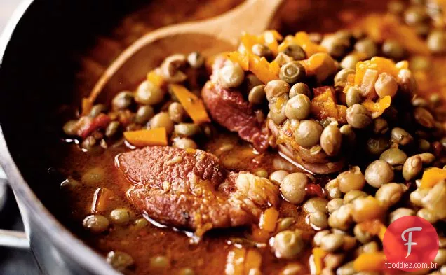 Ervilha de pombo e guisado de Calabaza