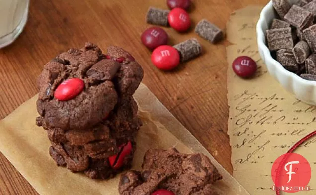 Triple Chocolate Cherry M & M Cookies