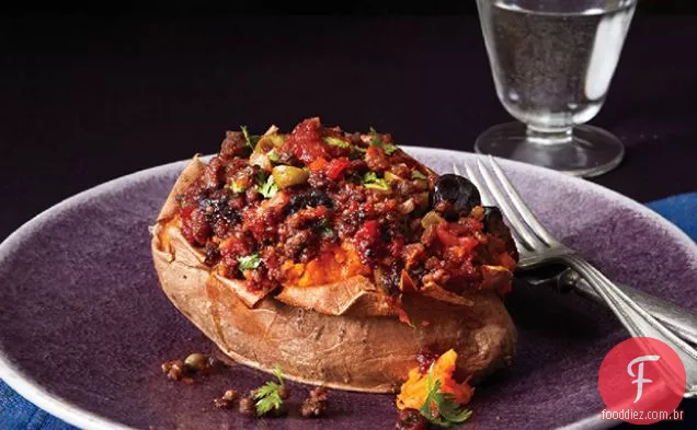 Batata-doce com Picadillo de carne ao estilo cubano