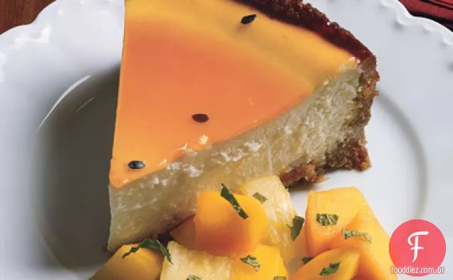 Cheesecake de coco com esmalte de Maracujá