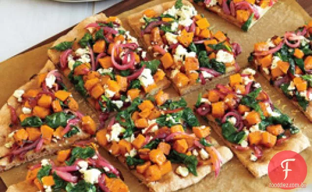 Abóbora, espinafre e queijo de cabra Pizza