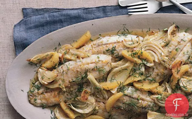 Fazenda assada - Barramundi Criado com Erva-doce e laranja