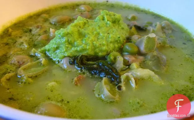 Minestrone Final Da Primavera Com Ervilha Verde Pistou