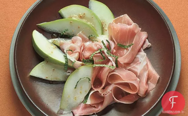 Cunhas de Pêra com Prosciutto e hortelã