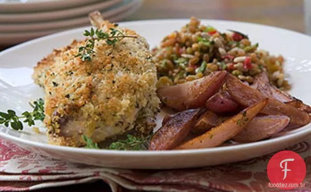 Panko-e coelho com crosta de mostarda