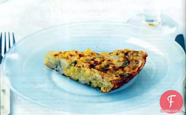 Milho, cebolinha e fritada de batata