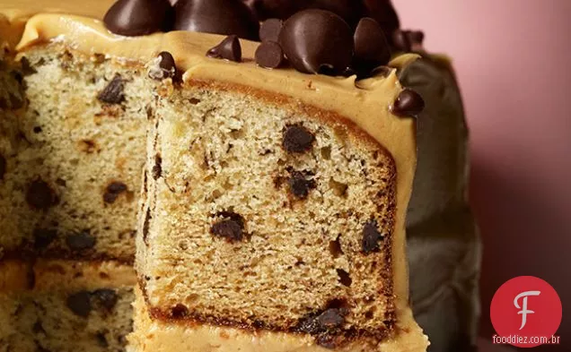 Bolo de banana e chocolate com cobertura de Manteiga De Amendoim