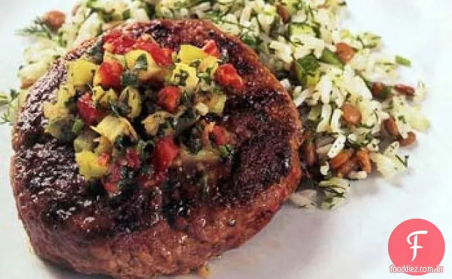 Hambúrgueres de cordeiro com Chutney de Tomate Vermelho e verde
