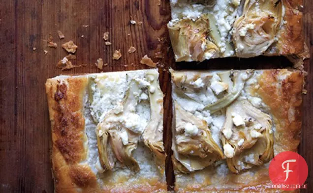 Alcachofra e tortas de Feta