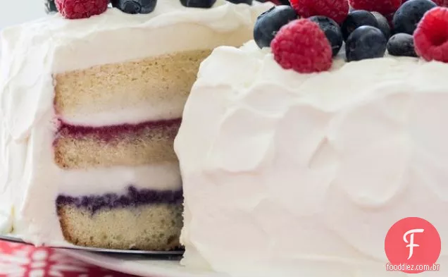 Bolo de Sorvete vermelho, branco e azul