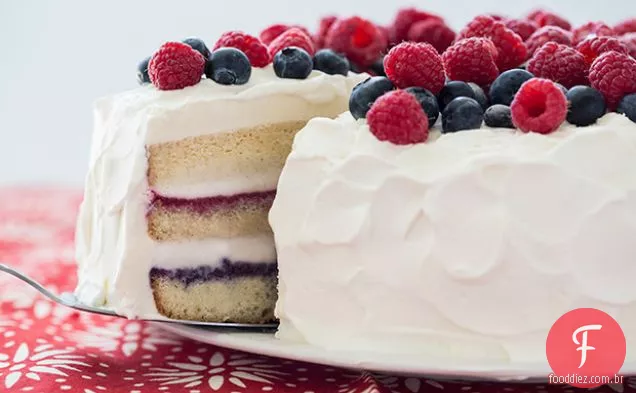 Bolo de Sorvete vermelho, branco e azul