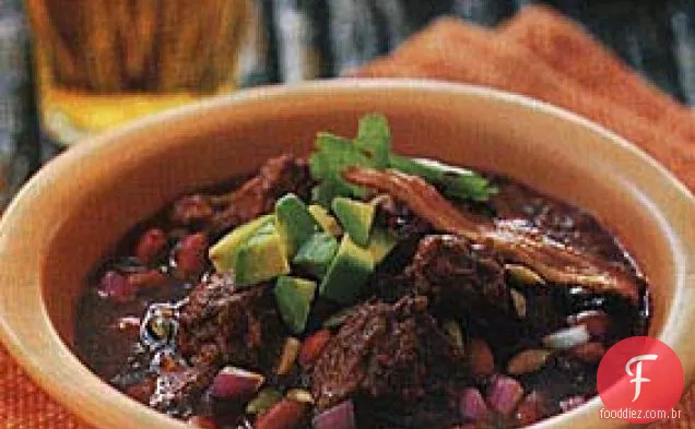 Pimenta vermelha picante de porco e feijão