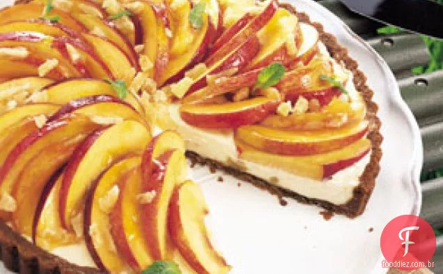 Nectarina e Mascarpone Tart em crosta Gingersnap
