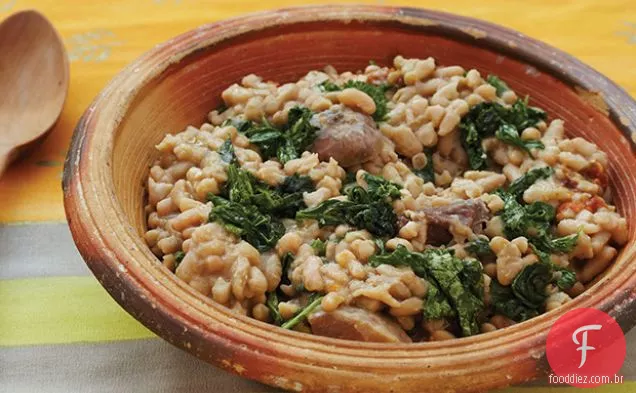 Flageolets com verduras de outono e Bacon fresco