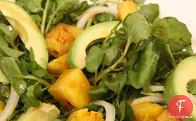 Salada Cubana de abacate, agrião e abacaxi (Ensalada de Aguacate, Berro, y Piña)