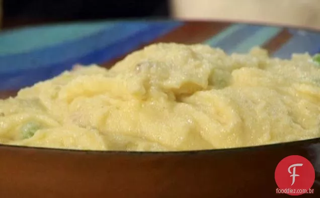 Polenta com ervilhas e Pancetta