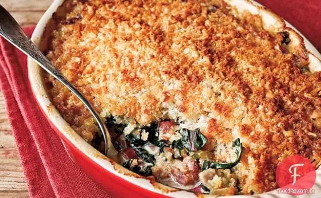 Oyster-acelga gratinada com bacon do país