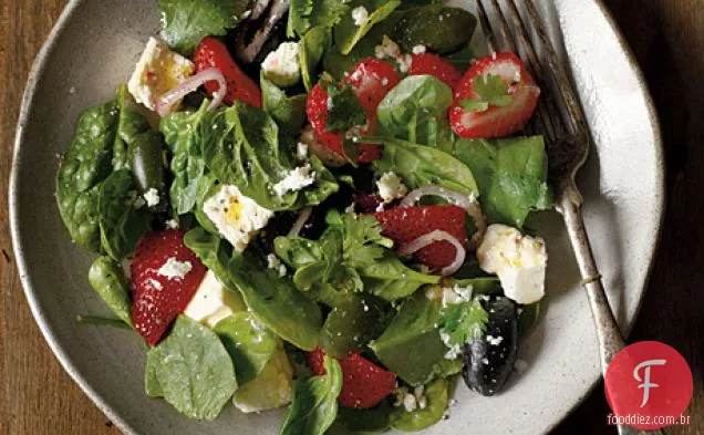 Azeitonas feta e Cerignola em conserva com morangos