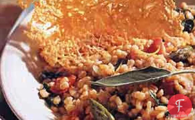 Cevada torrada e aspargos