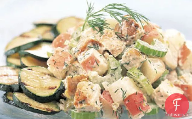 Salada de frango com limão grelhado com molho de Creme de endro