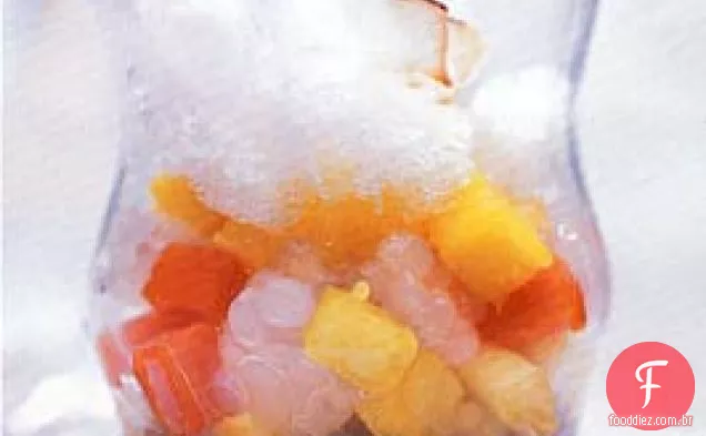 Xarope de açúcar de coco e Palma com Tapioca, frutas tropicais e gelo raspado