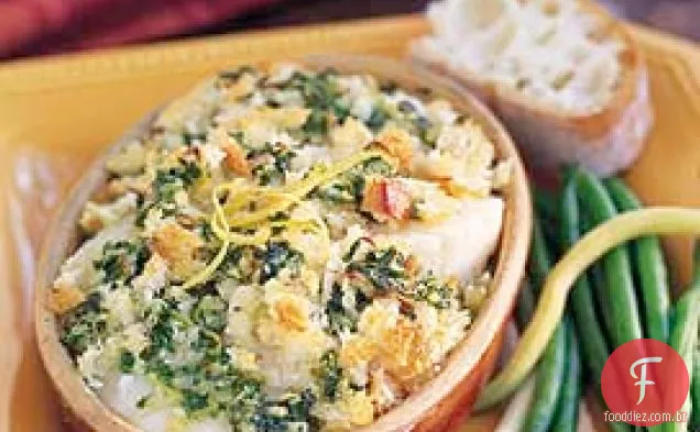 Gratinados de Vieira com alho-manteiga de limão