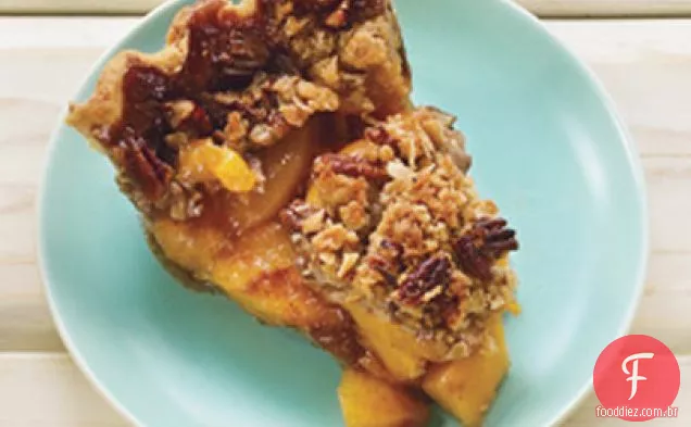 Torta de pêssego de prato fundo com cobertura de Pecan Streusel