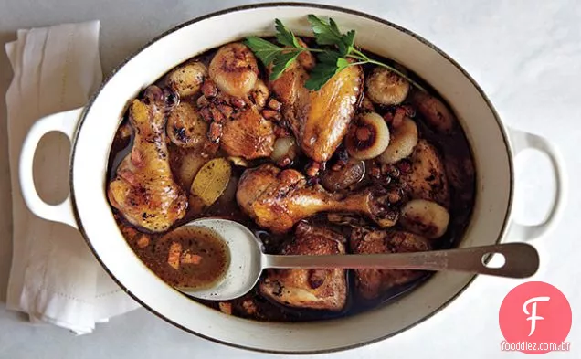 Frango e cebola refogados com vinagre
