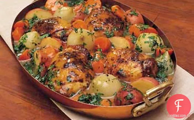 Frigideira frango e legumes