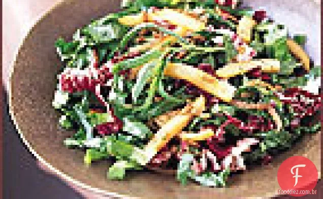 Escarole quente e radicchio Slaw com sementes de girassol